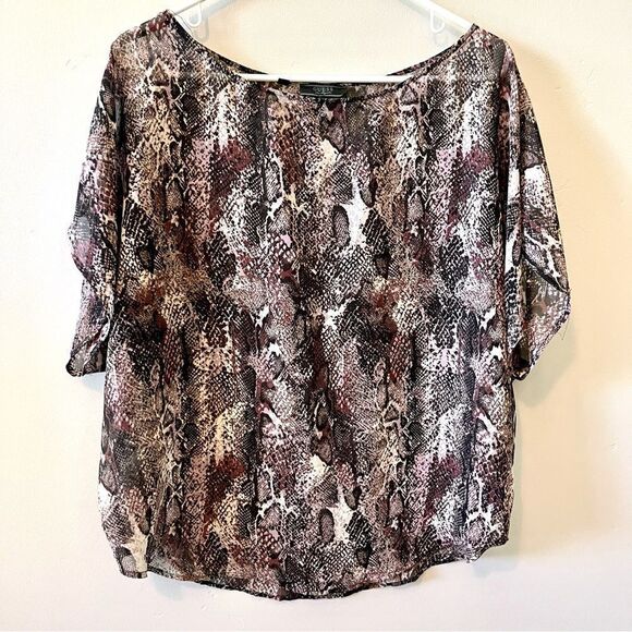 GUESS Sheer Snake Skin Blouse Size Large - Picture 1 of 4